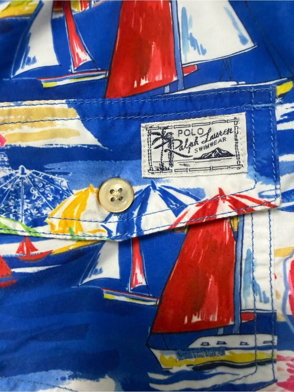 Polo by Ralph Lauren Blue Tropical Floral & Nautical Print Men’s Swim Shorts - Picture 3 of 4